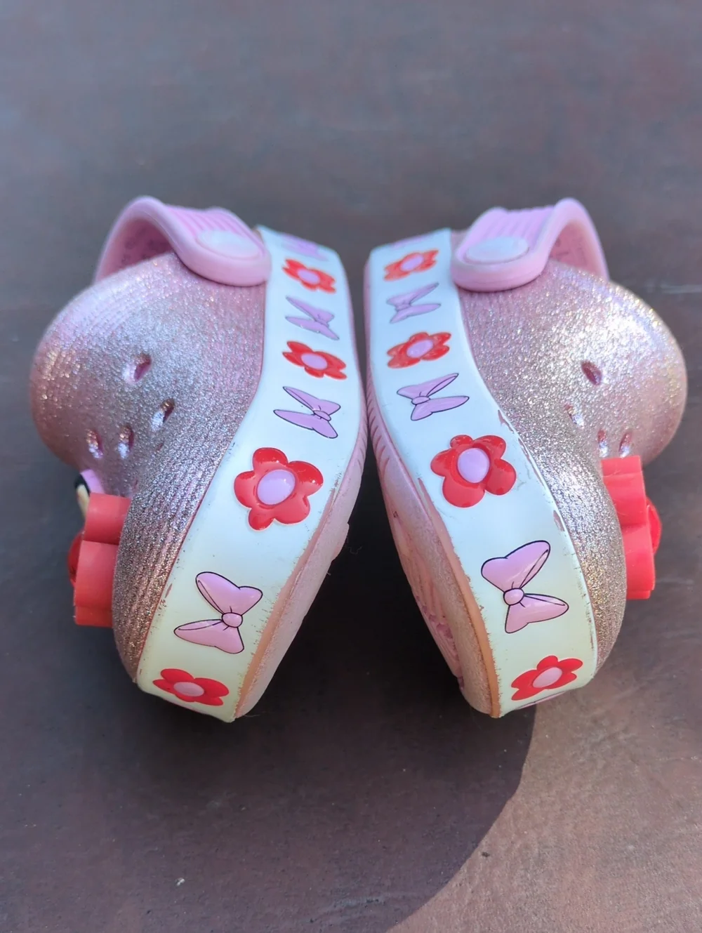 Disney Minnie Mouse Crocs Pink and Silver